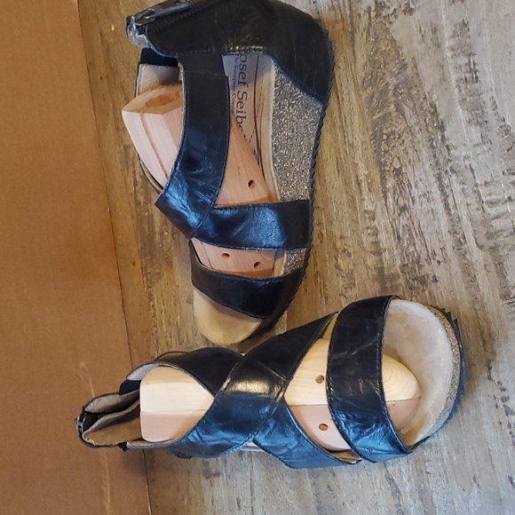 Josef Seibel Meike Leather Kork Wedge Sandals 37 - Picture 1 of 8